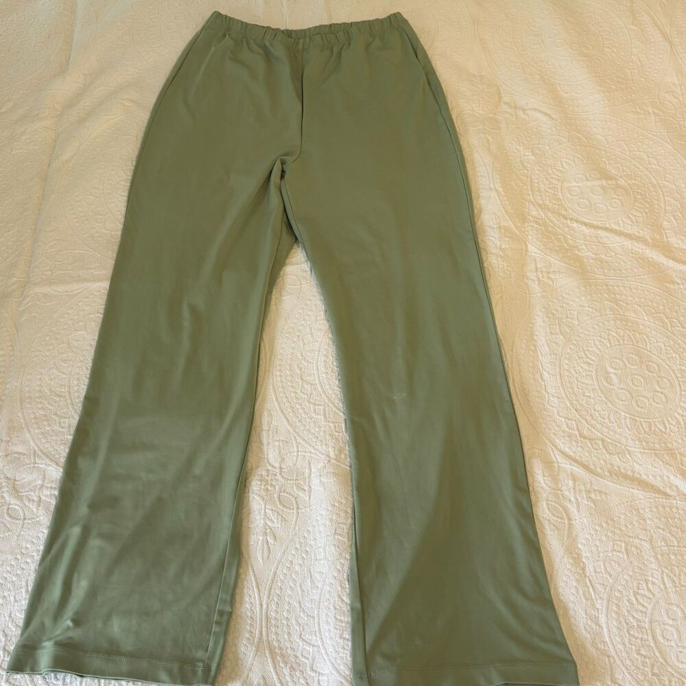 Liz Baker size Small Stretch Spring Green Wide Leg Flowy Pants